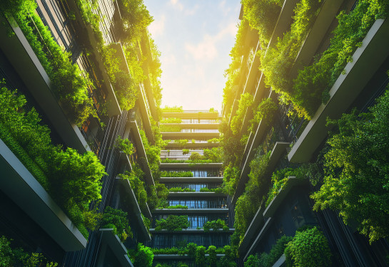 Kantoor met groene gevel